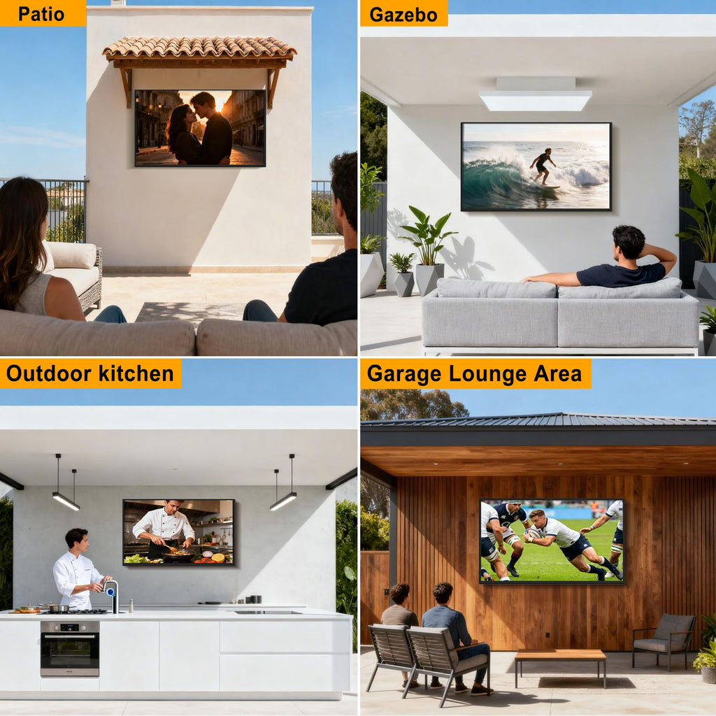 360SPB Outdoor TV, 4K Outdoor Smart TV, 1000nits High Brightness Outdoor TVs, IP65 Waterproof TV, Voice Assistant Remote, Compatible with Dolby, Wide Viewing Angle Smart TV