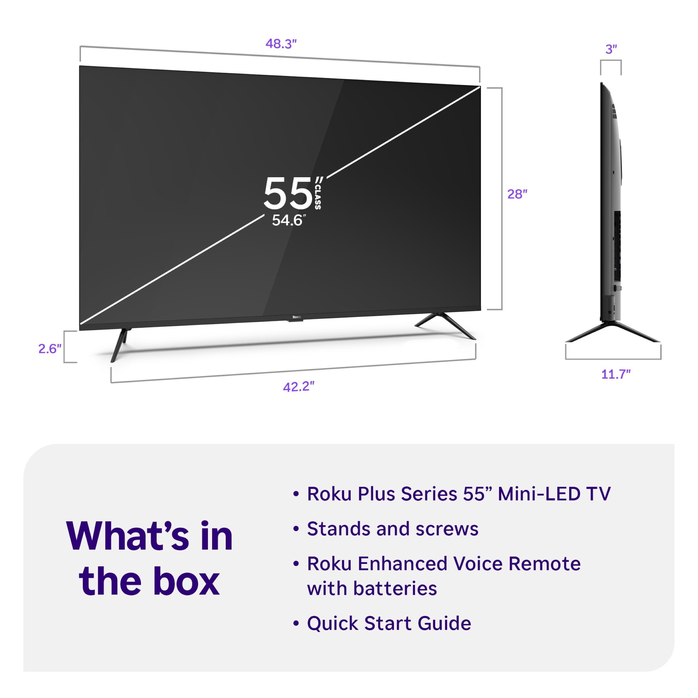 Roku Smart TV 2025 – Mini-LED TV – RokuTV with Enhanced Voice Remote – Flat Screen 4K QLED Television with Dolby Vision & Wi-Fi for Streaming Live Local News, Sports