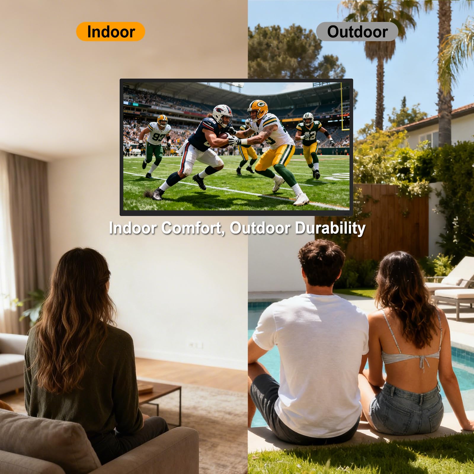 360SPB Outdoor TV, 4K Outdoor Smart TV, 1000nits High Brightness Outdoor TVs, IP65 Waterproof TV, Voice Assistant Remote, Compatible with Dolby, Wide Viewing Angle Smart TV