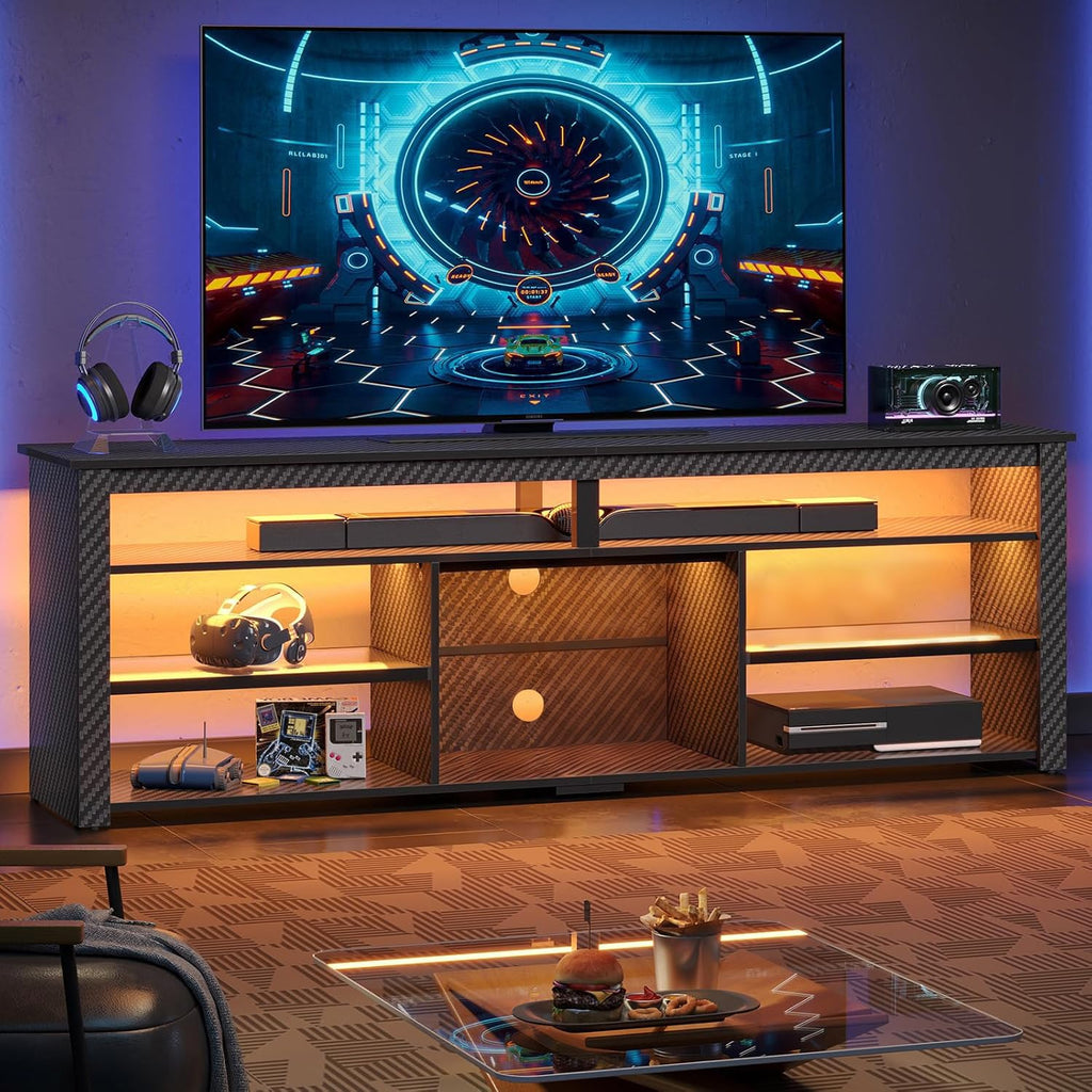 Bestier Tall LED Entertainment Center with Storage