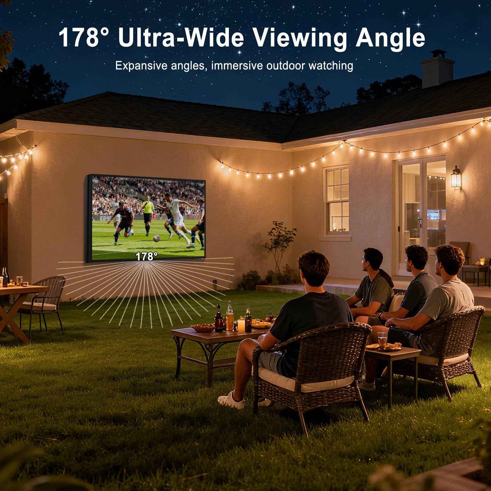 360SPB Outdoor TV, 4K Outdoor Smart TV, 1000nits High Brightness Outdoor TVs, IP65 Waterproof TV, Voice Assistant Remote, Compatible with Dolby, Wide Viewing Angle Smart TV