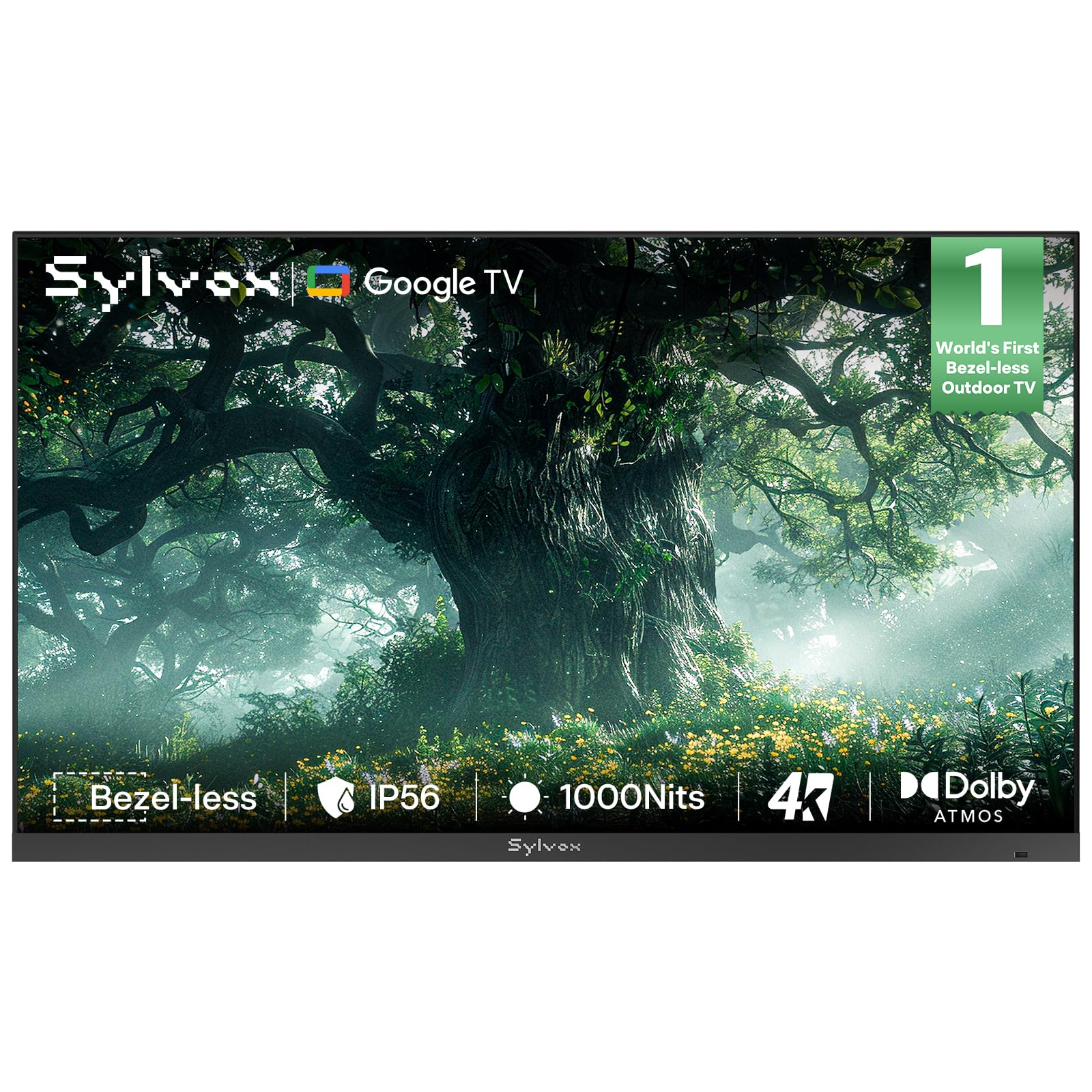 SYLVOX 4K Outdoor Google TV, 1000-Nit Partial Sun