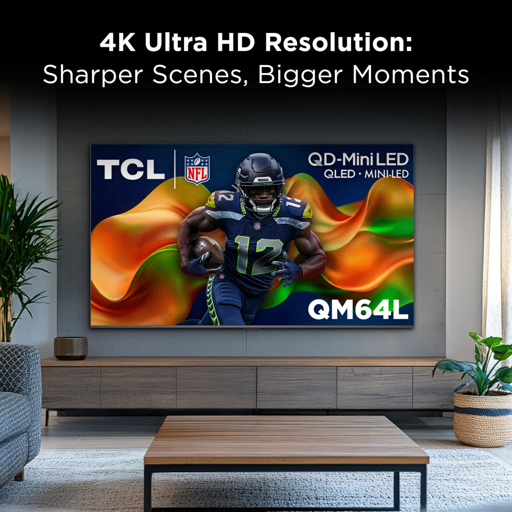 TCL QM64L Series QLED 4K Smart QD-Mini LED TV with Fire TV New Halo Control System, LD500 Precise Dimming Series, High Contrast HVA Panel, 144Hz Native Panel Refresh Rate