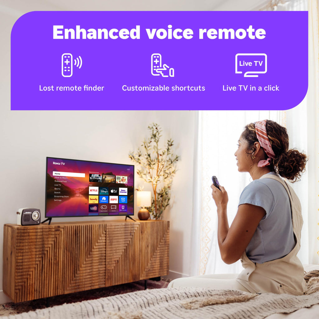 Roku Smart TV 2025 – Mini-LED TV – RokuTV with Enhanced Voice Remote – Flat Screen 4K QLED Television with Dolby Vision & Wi-Fi for Streaming Live Local News, Sports