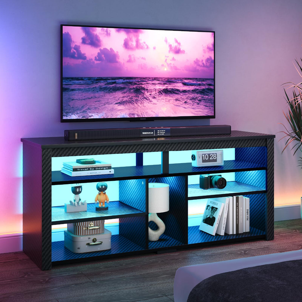 Bestier Tall LED Entertainment Center with Storage