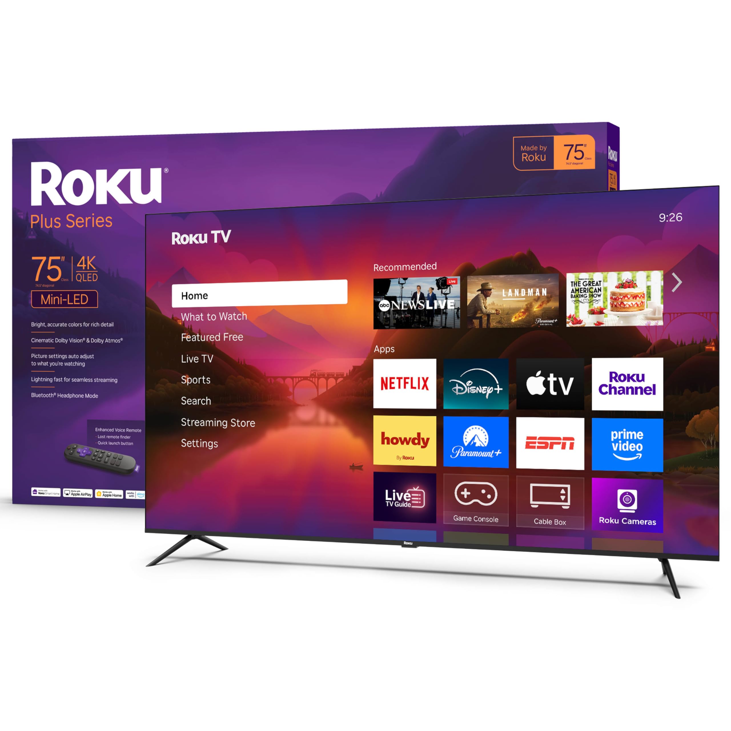 Roku Smart TV 2025 – Mini-LED TV – RokuTV with Enhanced Voice Remote – Flat Screen 4K QLED Television with Dolby Vision & Wi-Fi for Streaming Live Local News, Sports