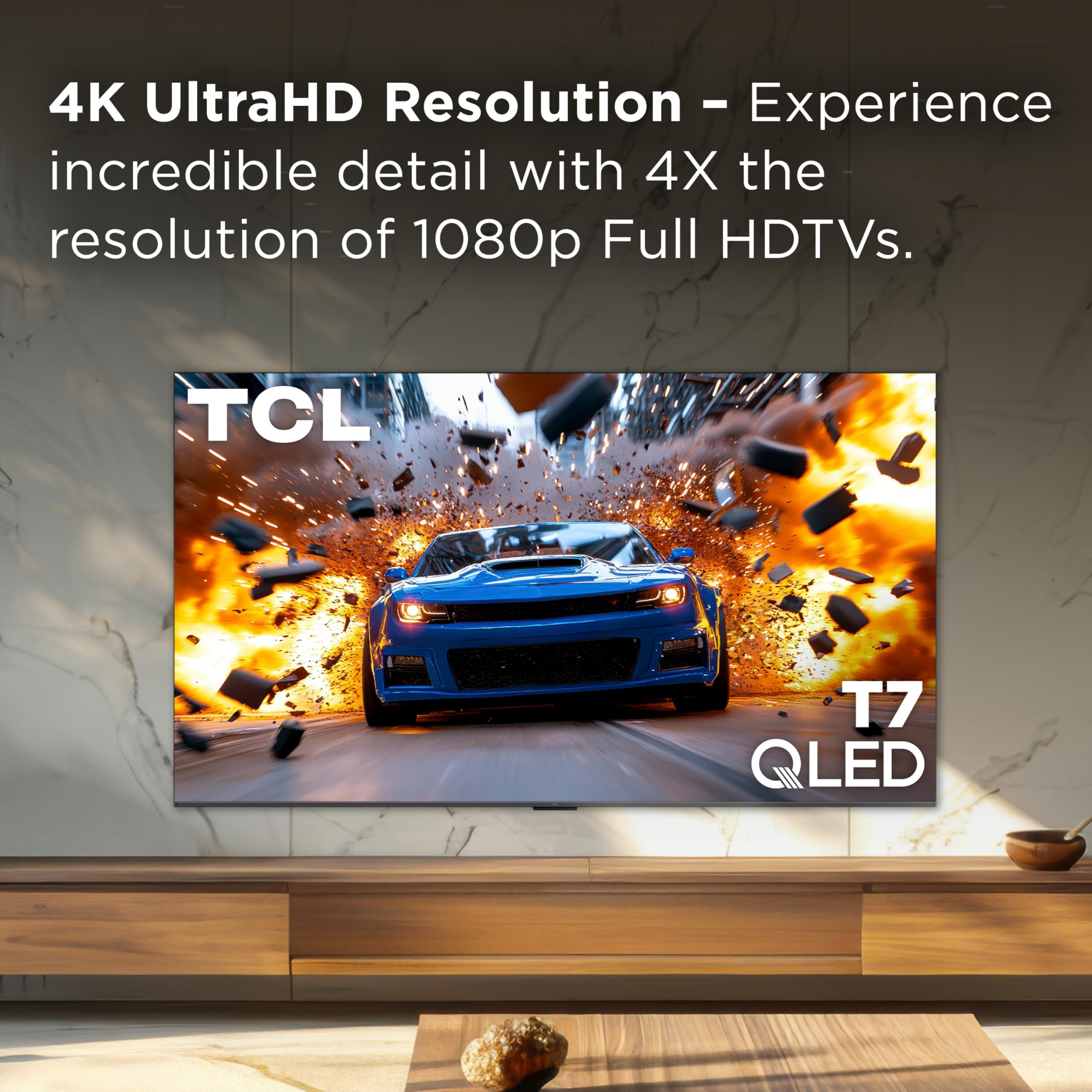 TCL Class T7 Series | 4K QLED HDR | 2025 Model | 120HZ-144HZ High Brightness Smart Google TV Dolby Atmos Audio | Voice Remote Alexa Gaming Streaming Television