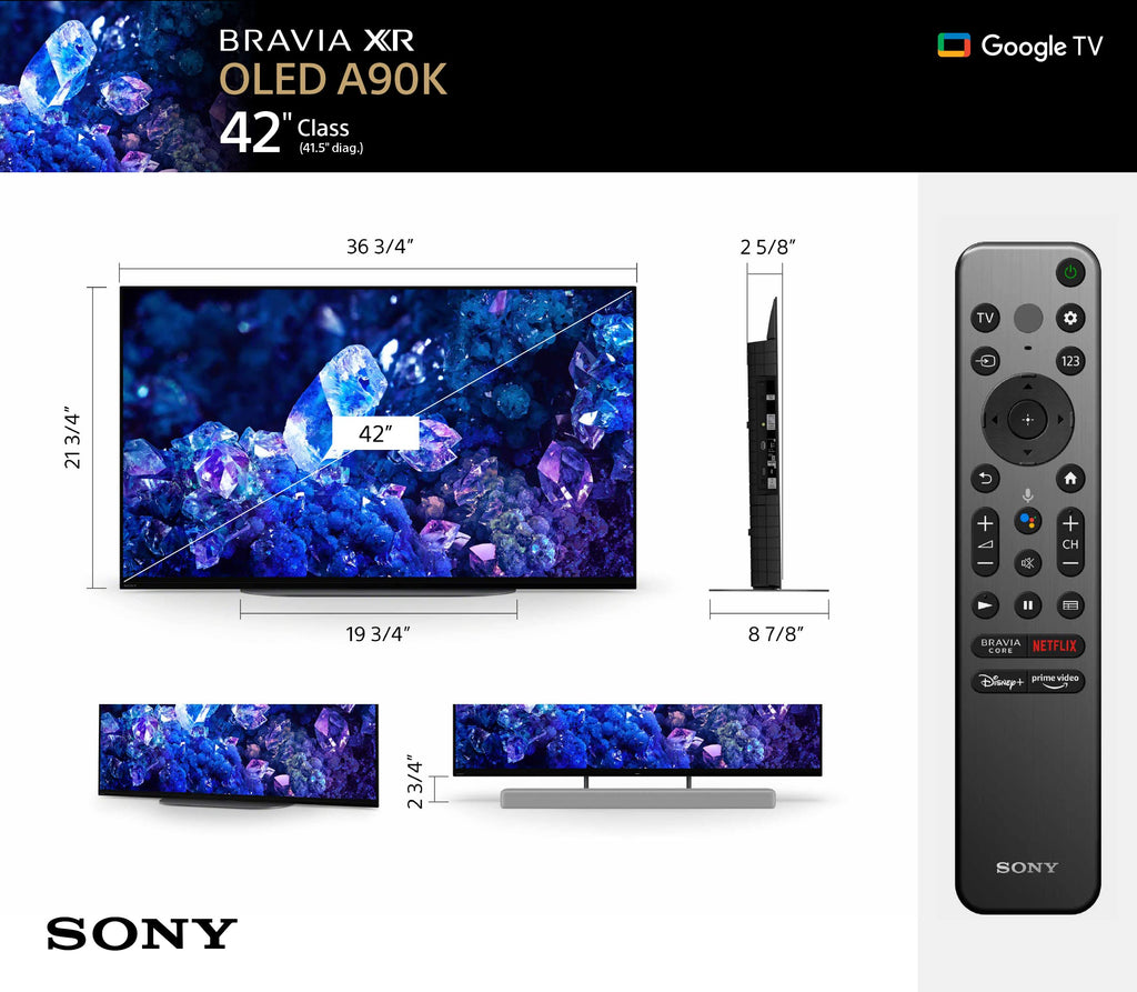 Sony 4K Ultra HD TV A90K Series: BRAVIA XR OLED Smart Google TV with Dolby Vision HDR and Exclusive Features for The PlayStation® 5 XR42A90K- 2022 Model