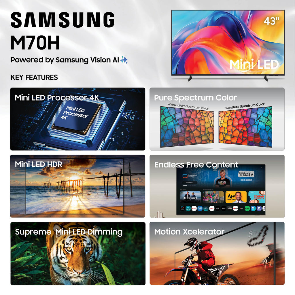 Samsung Mini LED M70H (2026 Model, 85M70H) Mini LED Processor 4K,Pure Spectrum Color, Endless Free Content, Motion Xcelerator + DLG 120Hz, Color Booster, Compatible with Alexa