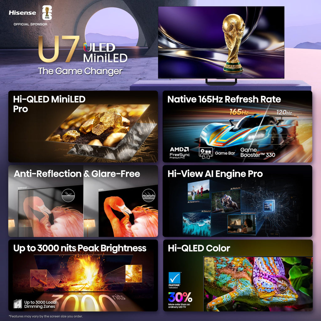Hisense U7 Mini-LED ULED 4K UHD Smart Fire TV (U7SF, 2026 New)